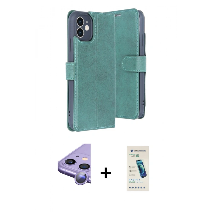 MARSİLYAN™- iPhone 11 Kılıf Siluet Işık Serisi - Şeffaf Pasifik Cam Ekran Koruyucu + Raze Metal Kamera Lens - MR