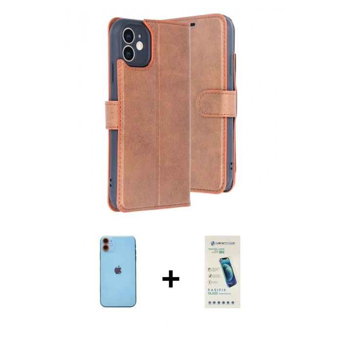 MARSİLYAN™- iPhone 11 Kılıf Siluet Işık Serisi - Şeffaf Pasifik Cam Ekran Koruyucu + Neon Fosforlu Kamera Lens - TU