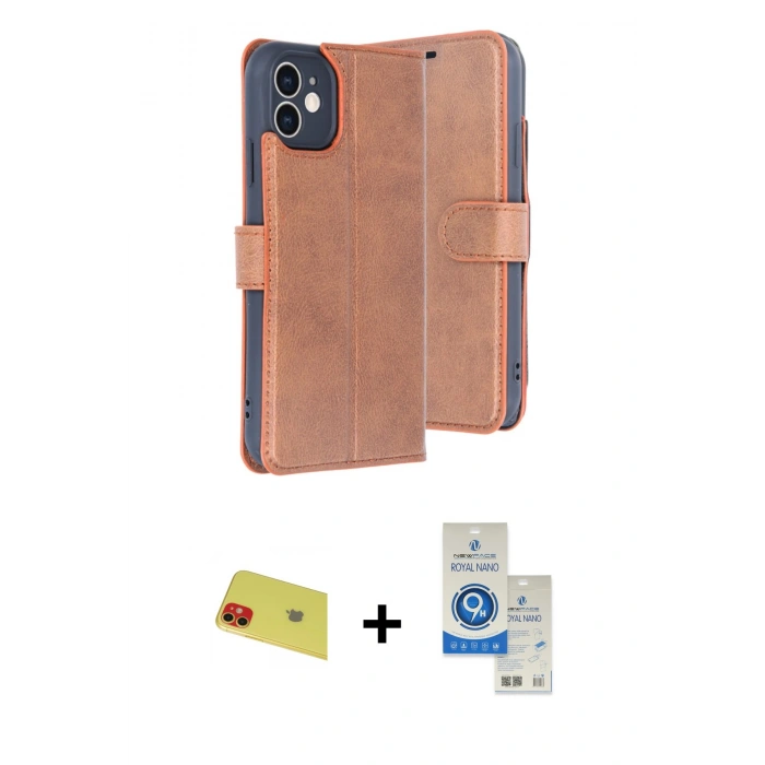 MARSİLYAN™- iPhone 11 Kılıf Siluet Işık Serisi - Şeffaf Royal Nano Ekran Koruyucu + Rainbow Kamera Lens Koruma Cam - KI