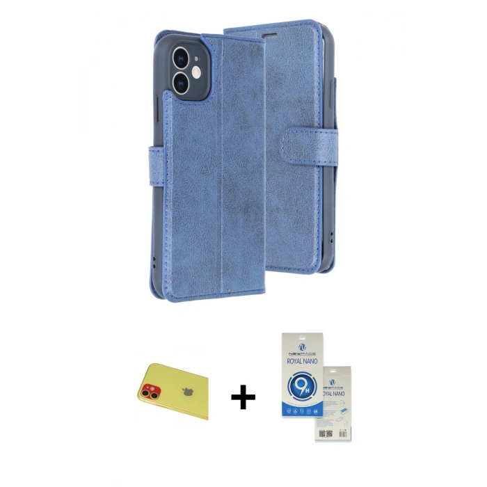 MARSİLYAN™- iPhone 11 Kılıf Siluet Işık Serisi - Şeffaf Royal Nano Ekran Koruyucu + Rainbow Kamera Lens Koruma Cam - KI