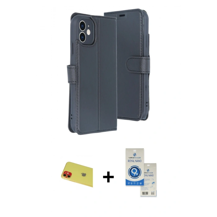 MARSİLYAN™- iPhone 11 Kılıf Siluet Işık Serisi - Şeffaf Royal Nano Ekran Koruyucu + Rainbow Kamera Lens Koruma Cam - KI