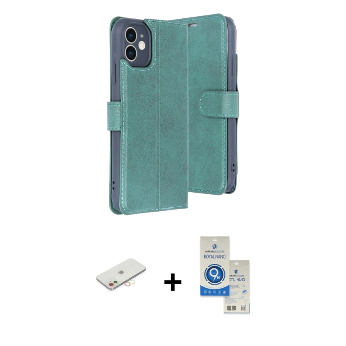 MARSİLYAN™- iPhone 11 Kılıf Siluet Işık Serisi - Şeffaf Royal Nano Ekran Koruyucu + Renkli Kamera Lens Koruma Cam - YL