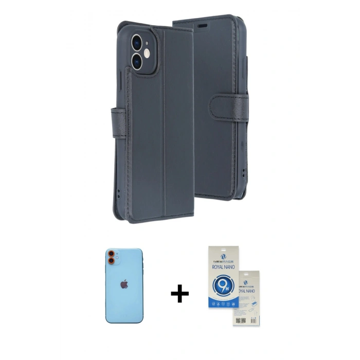 MARSİLYAN™- iPhone 11 Kılıf Siluet Işık Serisi - Şeffaf Royal Nano Ekran Koruyucu + Neon Fosforlu Kamera Lens - TU