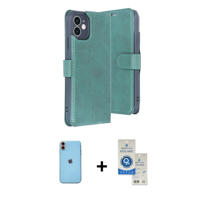 MARSİLYAN™- iPhone 11 Kılıf Siluet Işık Serisi - Şeffaf Royal Nano Ekran Koruyucu + Neon Fosforlu Kamera Lens - TU