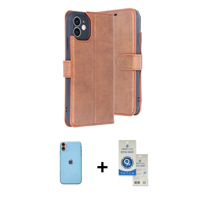 MARSİLYAN™- iPhone 11 Kılıf Siluet Işık Serisi - Şeffaf Royal Nano Ekran Koruyucu + Neon Fosforlu Kamera Lens - TU