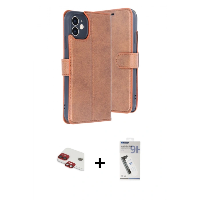 MARSİLYAN™- iPhone 11 Kılıf Siluet Işık Serisi - Şeffaf Uv Polymer Nano Ekran Koruyucu + Kırmızı Pers Alüminyum Kamera Lens