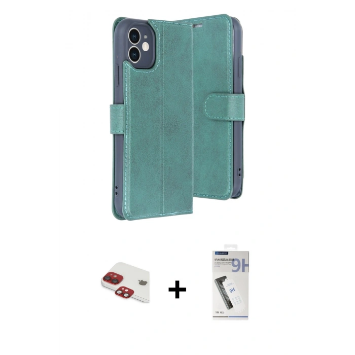 MARSİLYAN™- iPhone 11 Kılıf Siluet Işık Serisi - Şeffaf Uv Polymer Nano Ekran Koruyucu + Kırmızı Pers Alüminyum Kamera Lens