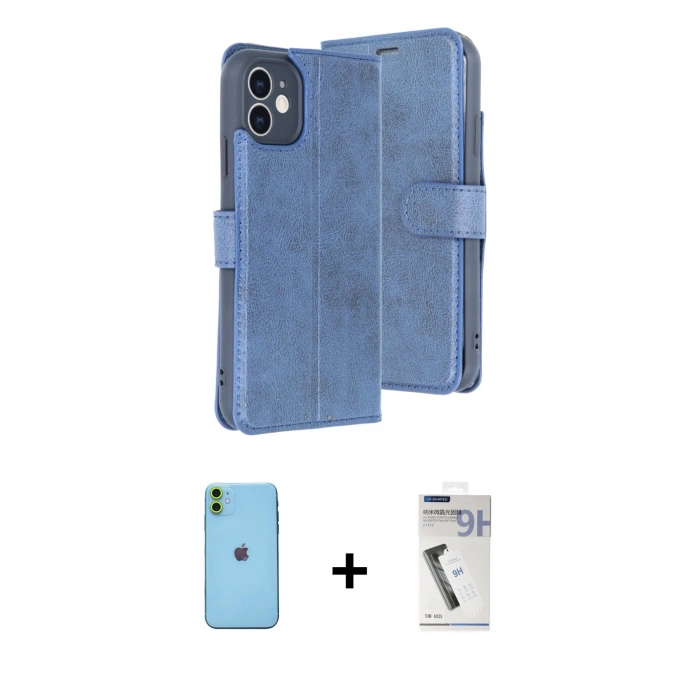 MARSİLYAN™- iPhone 11 Kılıf Siluet Işık Serisi - Şeffaf Uv Polymer Nano Ekran Koruyucu + Neon Fosforlu Kamera Lens - YL