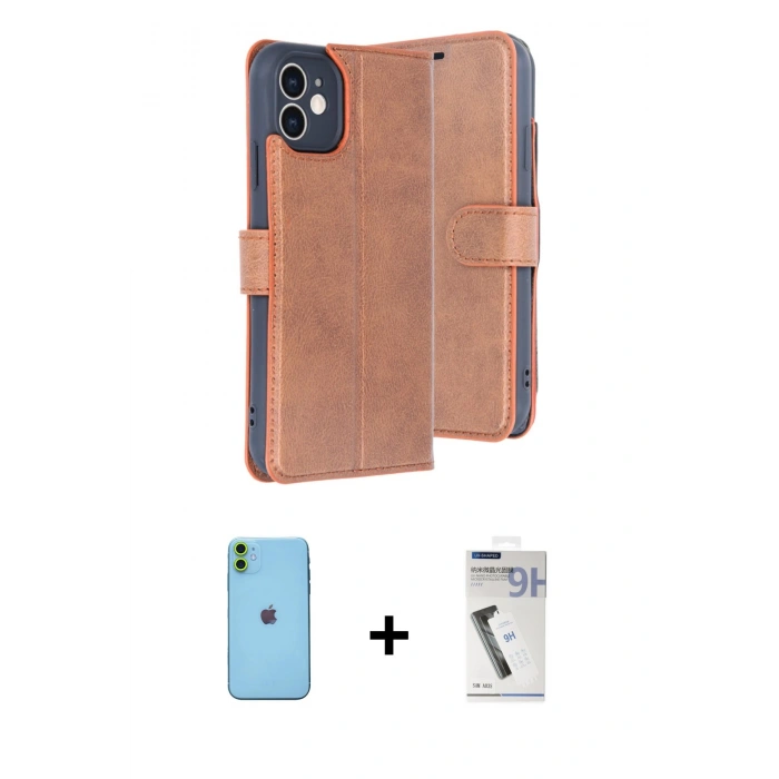 MARSİLYAN™- iPhone 11 Kılıf Siluet Işık Serisi - Şeffaf Uv Polymer Nano Ekran Koruyucu + Neon Fosforlu Kamera Lens - YL