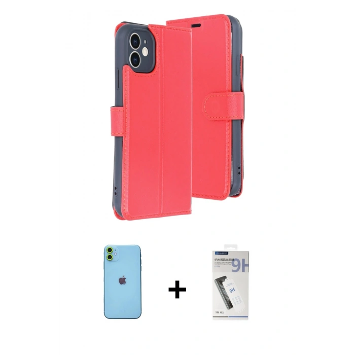 MARSİLYAN™- iPhone 11 Kılıf Siluet Işık Serisi - Şeffaf Uv Polymer Nano Ekran Koruyucu + Neon Fosforlu Kamera Lens - YL