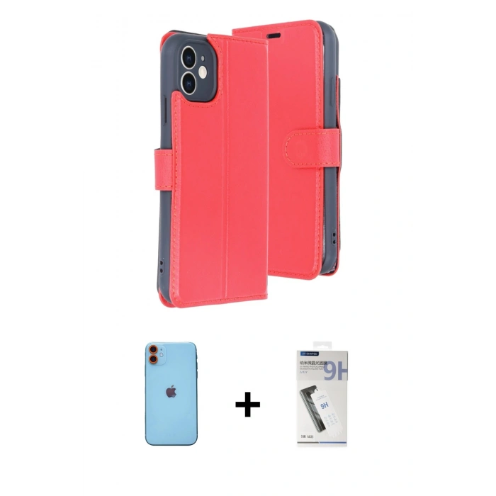 MARSİLYAN™- iPhone 11 Kılıf Siluet Işık Serisi - Şeffaf Uv Polymer Nano Ekran Koruyucu + Neon Fosforlu Kamera Lens - TU