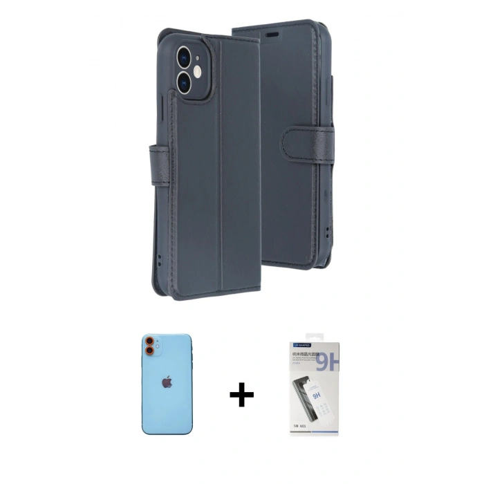 MARSİLYAN™- iPhone 11 Kılıf Siluet Işık Serisi - Şeffaf Uv Polymer Nano Ekran Koruyucu + Neon Fosforlu Kamera Lens - TU