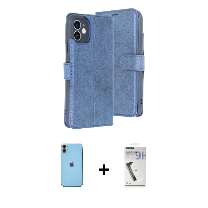 MARSİLYAN™- iPhone 11 Kılıf Siluet Işık Serisi - Şeffaf Uv Polymer Nano Ekran Koruyucu + Neon Fosforlu Kamera Lens - TU