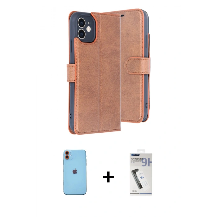 MARSİLYAN™- iPhone 11 Kılıf Siluet Işık Serisi - Şeffaf Uv Polymer Nano Ekran Koruyucu + Neon Fosforlu Kamera Lens - TU