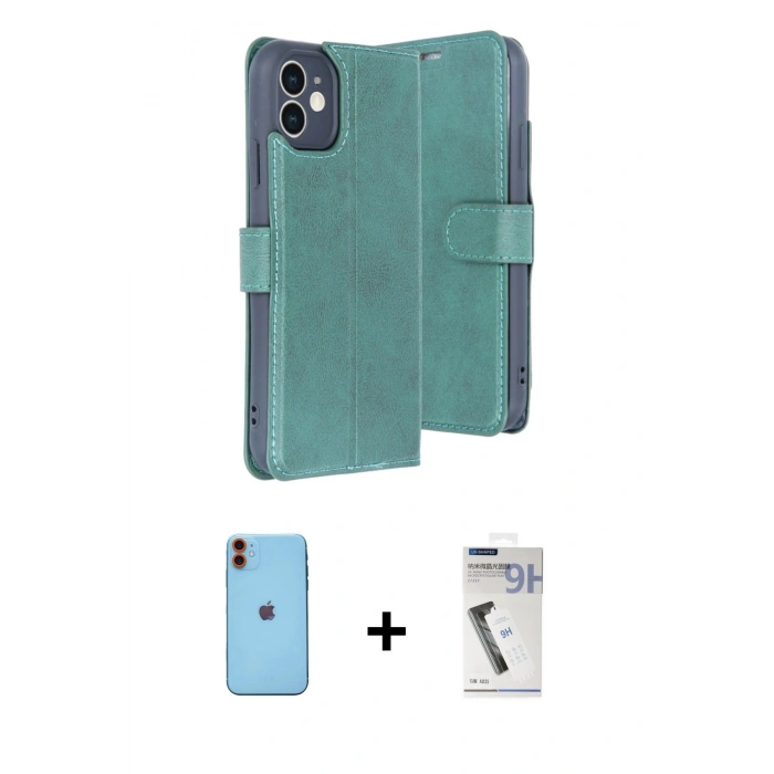 MARSİLYAN™- iPhone 11 Kılıf Siluet Işık Serisi - Şeffaf Uv Polymer Nano Ekran Koruyucu + Neon Fosforlu Kamera Lens - TU