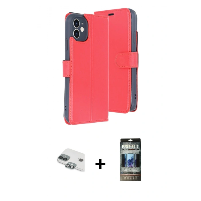MARSİLYAN™- iPhone 11 Kılıf Siluet Işık Serisi - Siyah 34D Hayalet Izgaralı Cam + Pers Alüminyum Kamera Lens - YL
