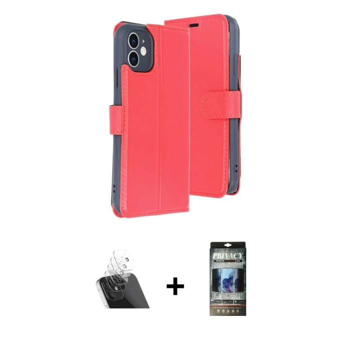 MARSİLYAN™- iPhone 11 Kılıf Siluet Işık Serisi - Siyah 34D Hayalet Izgaralı Cam + Kamera Lens Koruma Cam - SF