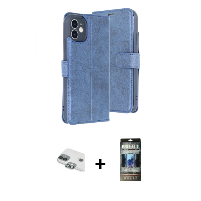 MARSİLYAN™- iPhone 11 Kılıf Siluet Işık Serisi - Siyah 34D Hayalet Izgaralı Cam + Pers Alüminyum Kamera Lens - YL