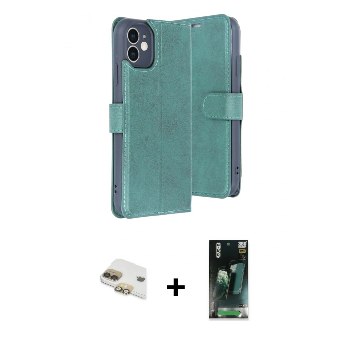 MARSİLYAN™- iPhone 11 Kılıf Siluet Işık Serisi - Siyah 360 Mat Full Body Arka Koruyucu + Pers Alüminyum Kamera Lens - GD