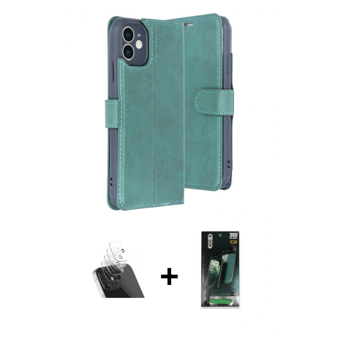 MARSİLYAN™- iPhone 11 Kılıf Siluet Işık Serisi - Siyah 360 Mat Full Body Arka Koruyucu + Kamera Lens Koruma Cam - SF