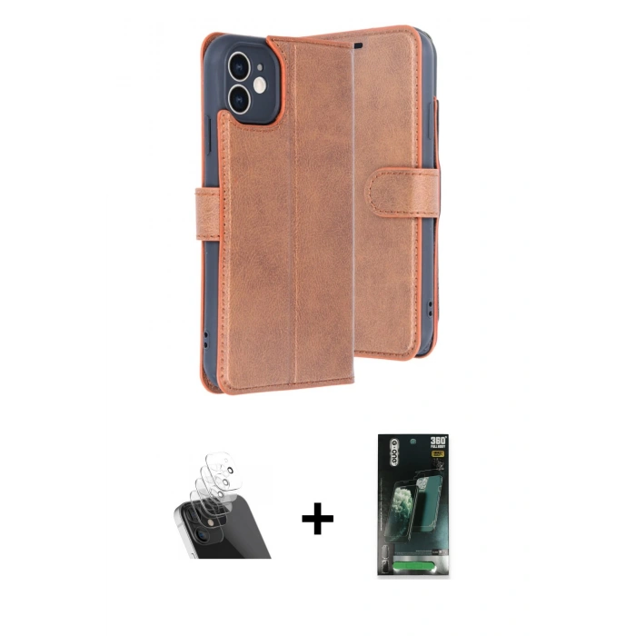MARSİLYAN™- iPhone 11 Kılıf Siluet Işık Serisi - Siyah 360 Mat Full Body Arka Koruyucu + Kamera Lens Koruma Cam - SF