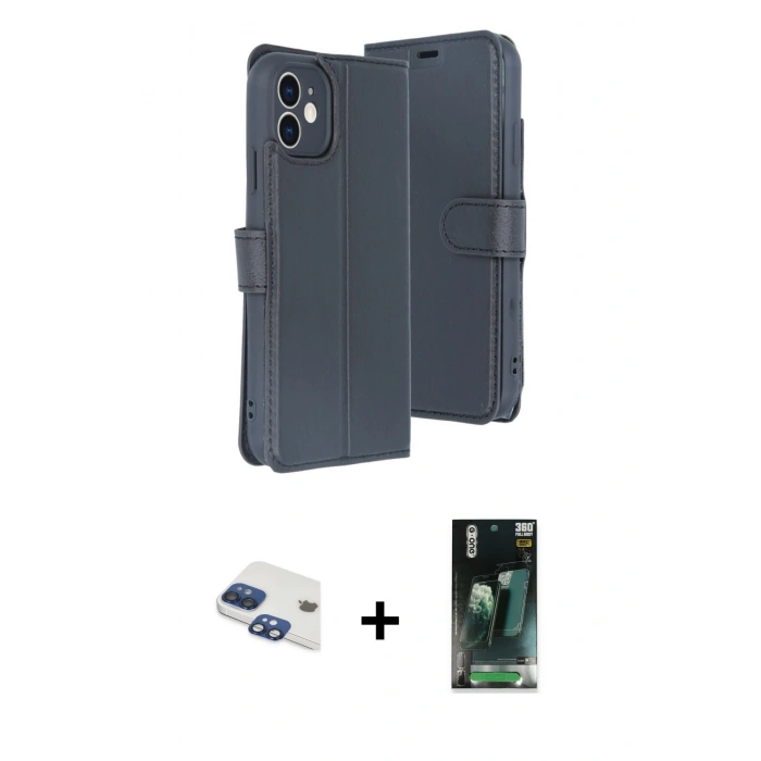 MARSİLYAN™- iPhone 11 Kılıf Siluet Işık Serisi - Siyah 360 Mat Full Body Arka Koruyucu + Pers Alüminyum Kamera Lens - LT