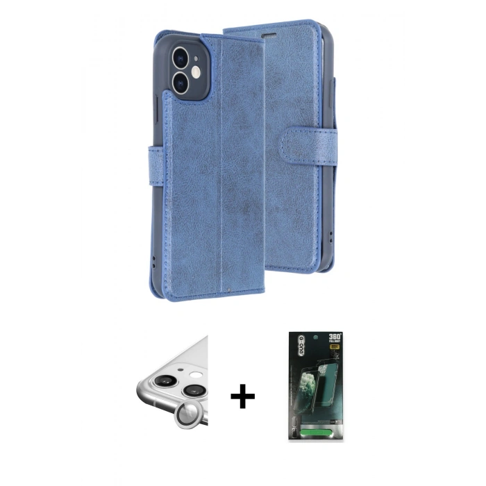MARSİLYAN™- iPhone 11 Kılıf Siluet Işık Serisi - Siyah 360 Mat Full Body Arka Koruyucu + Raze Metal Kamera Lens - GS