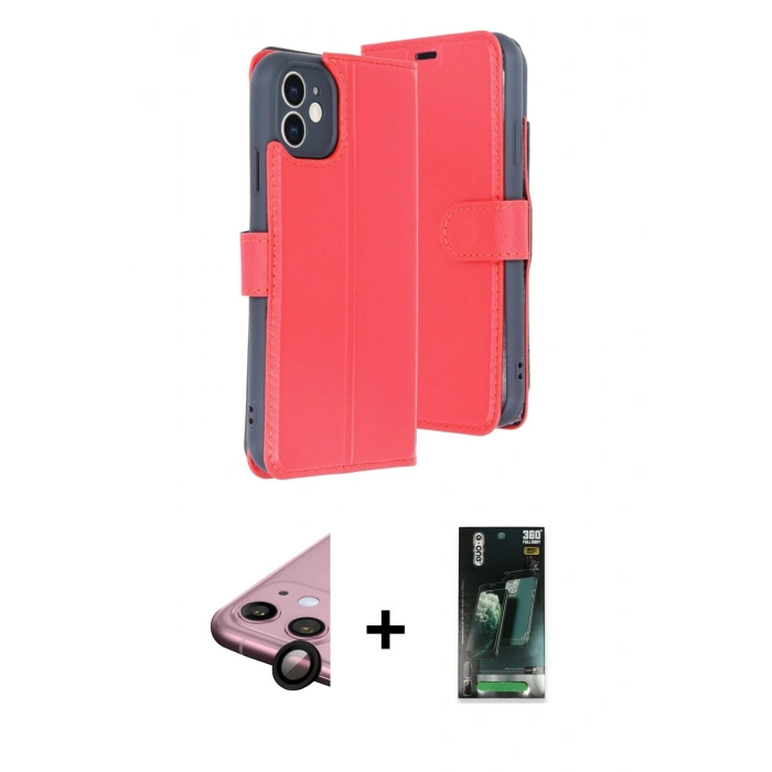 MARSİLYAN™- iPhone 11 Kılıf Siluet Işık Serisi - Siyah 360 Mat Full Body Arka Koruyucu + Raze Metal Kamera Lens - SH
