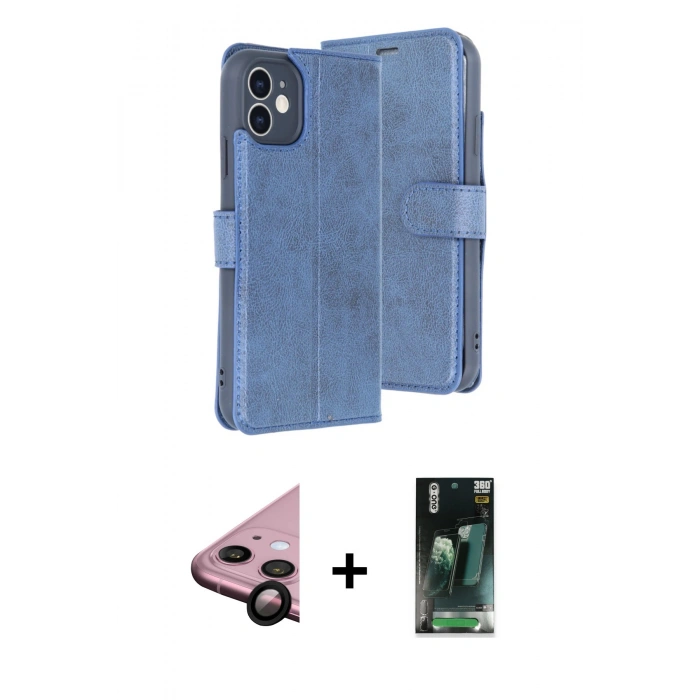 MARSİLYAN™- iPhone 11 Kılıf Siluet Işık Serisi - Siyah 360 Mat Full Body Arka Koruyucu + Raze Metal Kamera Lens - SH