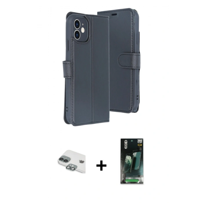 MARSİLYAN™- iPhone 11 Kılıf Siluet Işık Serisi - Siyah 360 Mat Full Body Arka Koruyucu + Pers Alüminyum Kamera Lens - YL
