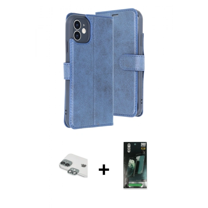 MARSİLYAN™- iPhone 11 Kılıf Siluet Işık Serisi - Siyah 360 Mat Full Body Arka Koruyucu + Pers Alüminyum Kamera Lens - YL