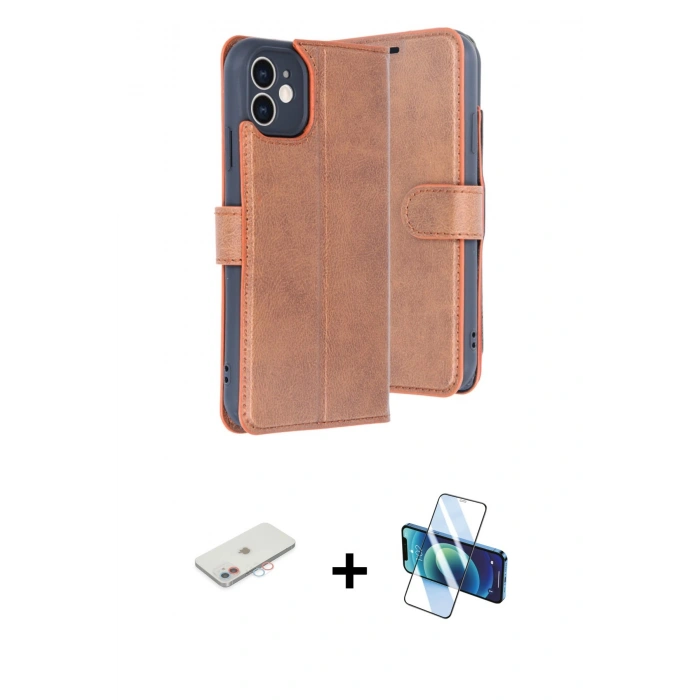 MARSİLYAN™- iPhone 11 Kılıf Siluet Işık Serisi - Siyah 3D Antistatik Cam Ekran Koruyucu + Renkli Kamera Lens Koruma Cam - PE