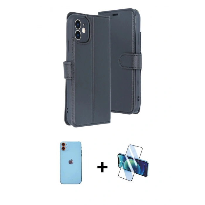 MARSİLYAN™- iPhone 11 Kılıf Siluet Işık Serisi - Siyah 3D Antistatik Cam Ekran Koruyucu + Neon Fosforlu Kamera Lens - TU