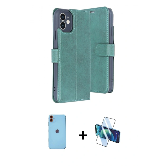 MARSİLYAN™- iPhone 11 Kılıf Siluet Işık Serisi - Siyah 3D Antistatik Cam Ekran Koruyucu + Neon Fosforlu Kamera Lens - TU