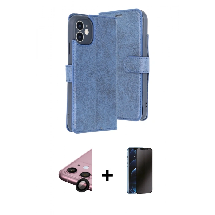 MARSİLYAN™- iPhone 11 Kılıf Siluet Işık Serisi - Siyah 3D Antistatik Hayalet Cam Ekran Koruyucu + Raze Metal Kamera Lens - SH