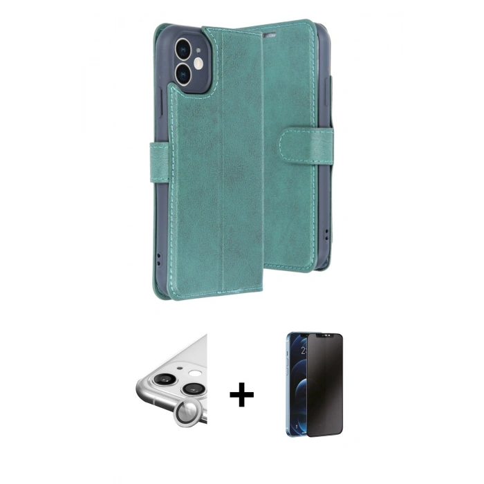 MARSİLYAN™- iPhone 11 Kılıf Siluet Işık Serisi - Siyah 3D Antistatik Hayalet Cam Ekran Koruyucu + Raze Metal Kamera Lens - GS