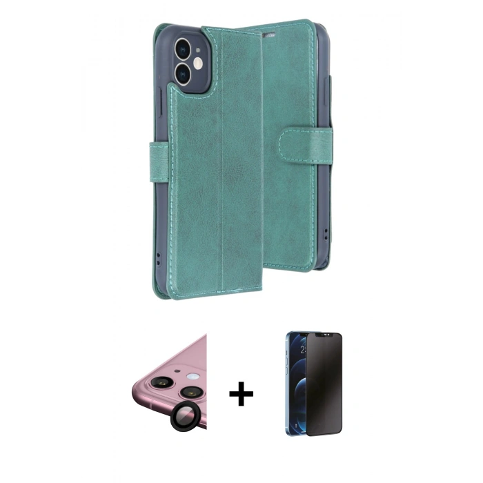 MARSİLYAN™- iPhone 11 Kılıf Siluet Işık Serisi - Siyah 3D Antistatik Hayalet Cam Ekran Koruyucu + Raze Metal Kamera Lens - SH