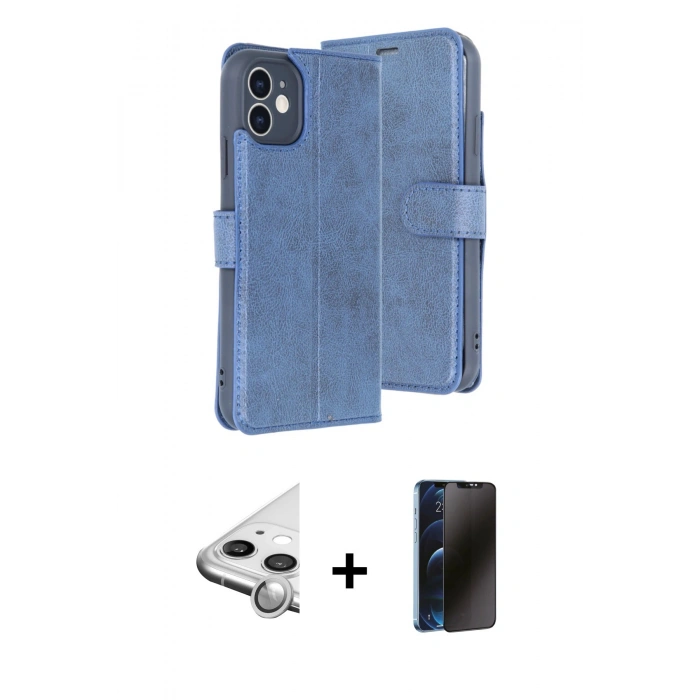 MARSİLYAN™- iPhone 11 Kılıf Siluet Işık Serisi - Siyah 3D Antistatik Hayalet Cam Ekran Koruyucu + Raze Metal Kamera Lens - GS