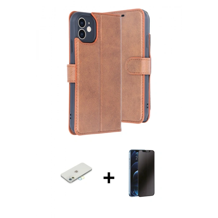 MARSİLYAN™- iPhone 11 Kılıf Siluet Işık Serisi - Siyah 3D Antistatik Hayalet Cam Ekran Koruyucu + Renkli Kamera Lens Koruma Cam - SI