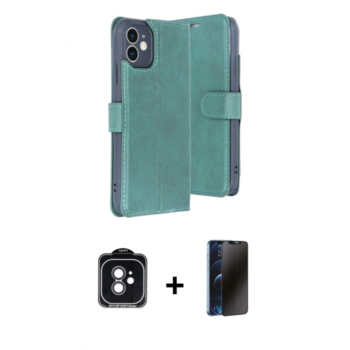 MARSİLYAN™- iPhone 11 Kılıf Siluet Işık Serisi - Siyah 3D Antistatik Hayalet Cam Ekran Koruyucu + PVD Metal Kamera Lens - SH