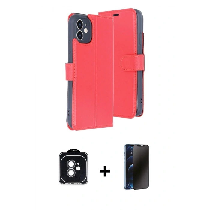 MARSİLYAN™- iPhone 11 Kılıf Siluet Işık Serisi - Siyah 3D Antistatik Hayalet Cam Ekran Koruyucu + PVD Metal Kamera Lens - SH