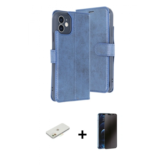 MARSİLYAN™- iPhone 11 Kılıf Siluet Işık Serisi - Siyah 3D Antistatik Hayalet Cam Ekran Koruyucu + Renkli Kamera Lens Koruma Cam - TU