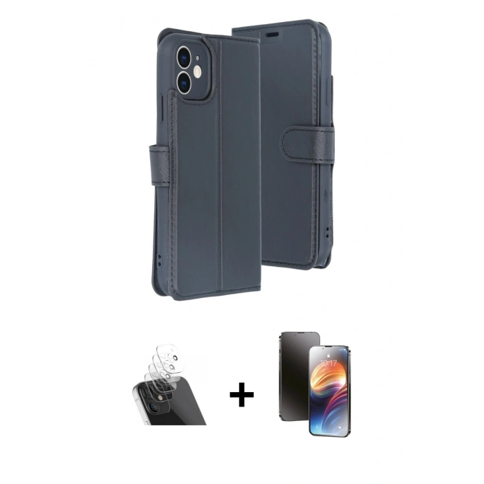 MARSİLYAN™- iPhone 11 Kılıf Siluet Işık Serisi - Siyah 3D Antistatik Mat Seramik Nano Ekran Koruyucu + Kamera Lens Koruma Cam - SF