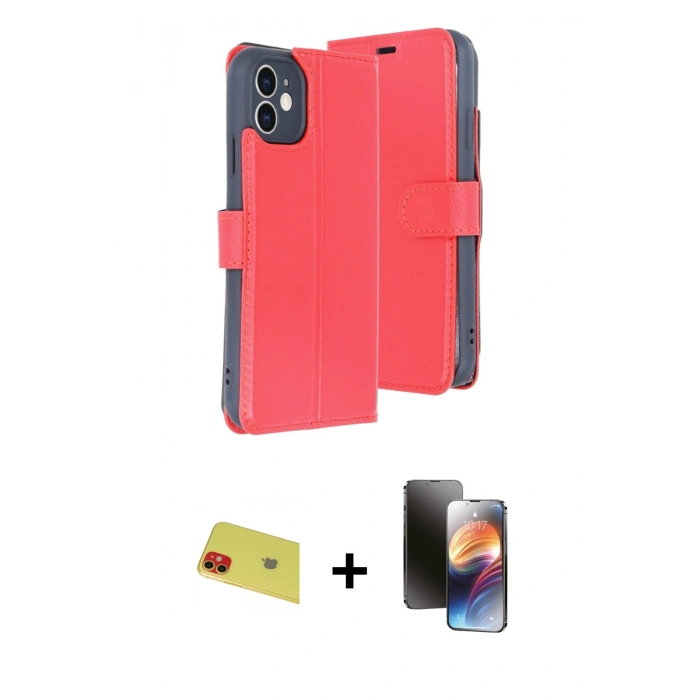 MARSİLYAN™- iPhone 11 Kılıf Siluet Işık Serisi - Siyah 3D Antistatik Mat Seramik Nano Ekran Koruyucu + Rainbow Kamera Lens Koruma Cam - KI