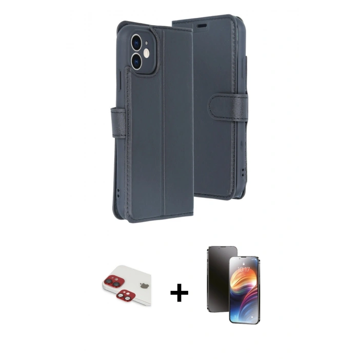 MARSİLYAN™- iPhone 11 Kılıf Siluet Işık Serisi - Siyah 3D Antistatik Mat Seramik Nano Ekran Koruyucu + Pers Alüminyum Kamera Lens - KI