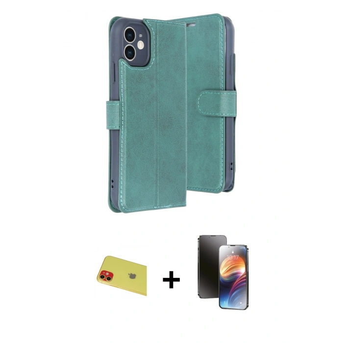 MARSİLYAN™- iPhone 11 Kılıf Siluet Işık Serisi - Siyah 3D Antistatik Mat Seramik Nano Ekran Koruyucu + Rainbow Kamera Lens Koruma Cam - KI