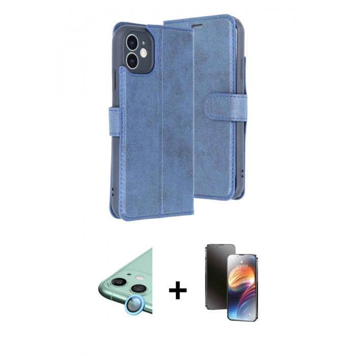 MARSİLYAN™- iPhone 11 Kılıf Siluet Işık Serisi - Siyah 3D Antistatik Mat Seramik Nano Ekran Koruyucu + Raze Metal Kamera Lens - MI