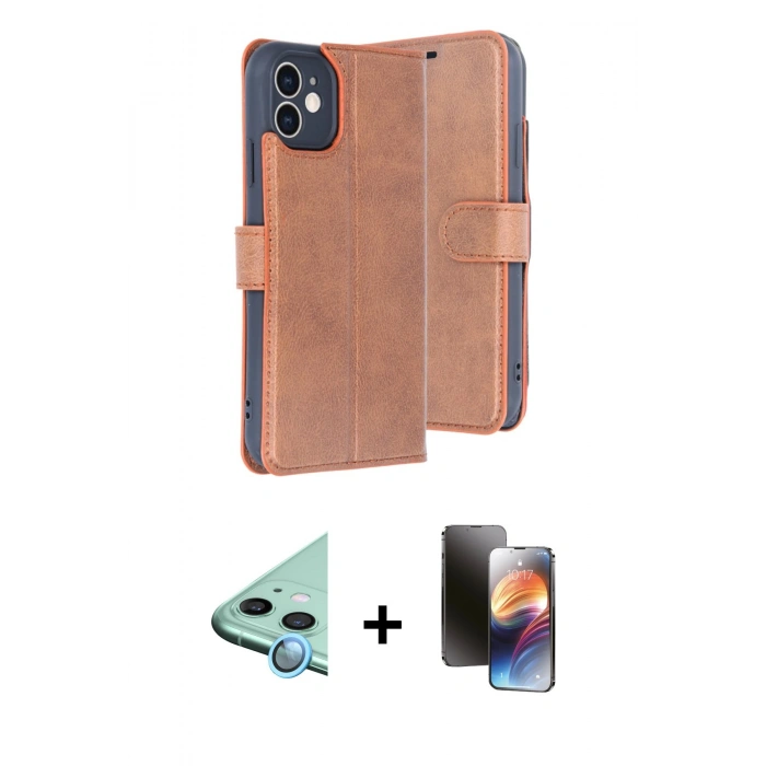 MARSİLYAN™- iPhone 11 Kılıf Siluet Işık Serisi - Siyah 3D Antistatik Mat Seramik Nano Ekran Koruyucu + Raze Metal Kamera Lens - MI