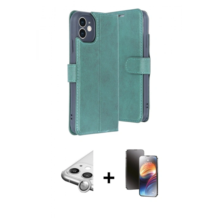MARSİLYAN™- iPhone 11 Kılıf Siluet Işık Serisi - Siyah 3D Antistatik Mat Seramik Nano Ekran Koruyucu + Raze Metal Kamera Lens - GS