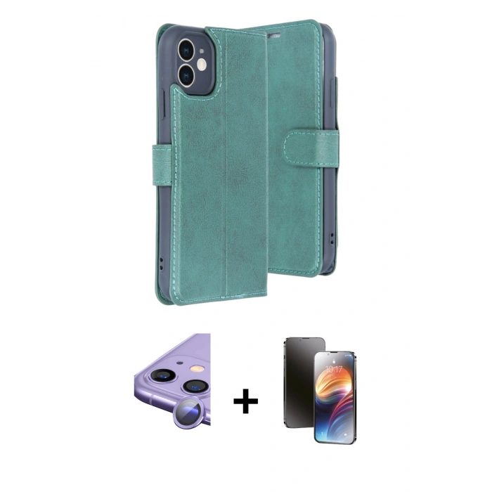 MARSİLYAN™- iPhone 11 Kılıf Siluet Işık Serisi - Siyah 3D Antistatik Mat Seramik Nano Ekran Koruyucu + Raze Metal Kamera Lens - MR
